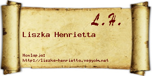 Liszka Henrietta névjegykártya